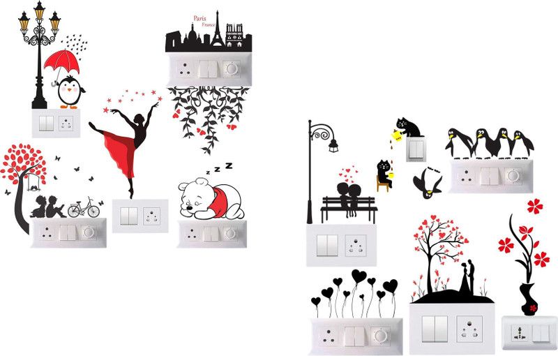 Decor hubb 30.48 cm Decorhubb_Combo Switch Board Stickers Self Adhesive Sticker  (Pack of 1)
