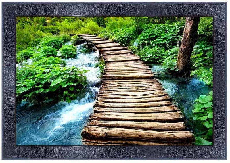 pnf Landscape hand painting scenery art Wood Frames with Acrylic Sheet (Glass)27769 Digital Reprint 10 inch x 14 inch Painting  (With Frame)