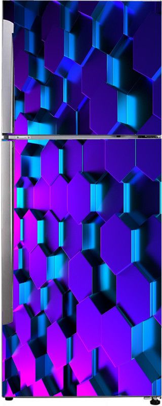 Advait Designs 60 cm Advait Designs Decorative abstract multicolor 3d pink and blue light effect hexagon stylish design wallpaper sticker for fridge décor Self Adhesive Sticker  (Pack of 1)