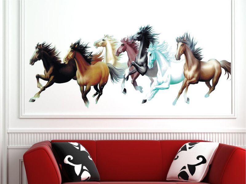 MADHUBAN DECOR 120 cm UNIQUE HORSE MULTICOLOR Self Adhesive Sticker  (Pack of 1)