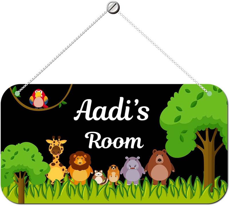 Ashvah Wooden Aadi Door Sign Kids Room Name Plate  (Multicolor)