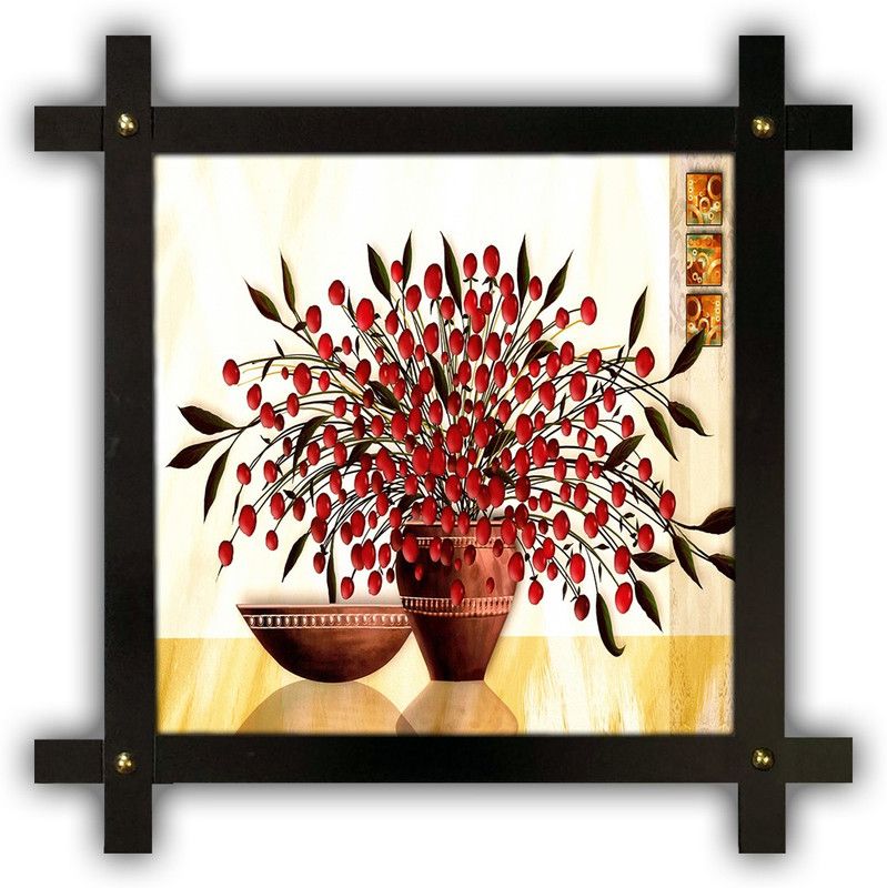 Poster N Frames Cross Wooden Frame Hand-Crafted with photo of Flower (floral) 17478-crossframe Digital Reprint 16.5 inch x 16.5 inch Painting  (With Frame)