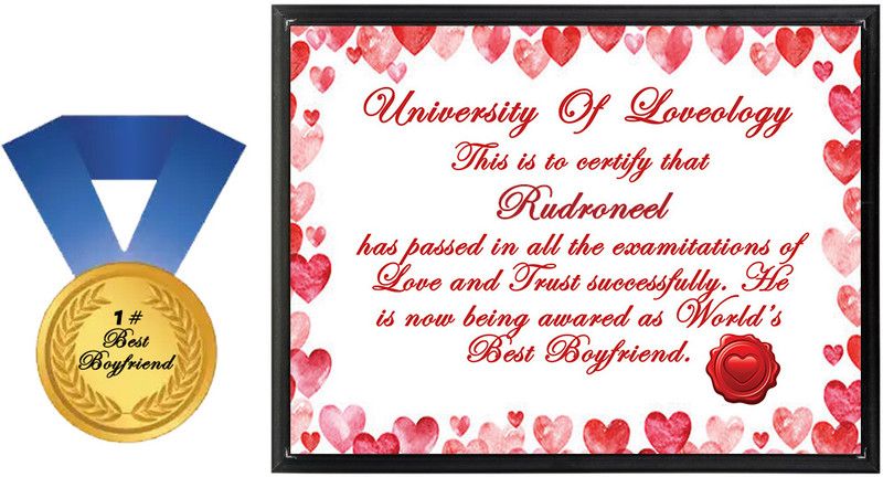 Midas Craft Best Boyfriend Medal and Certificate for Rudroneel Quote 01 Medal  (7)