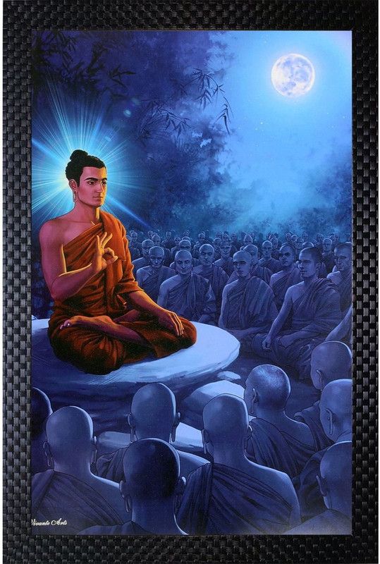 Janki Lord Buddha Framed Wall Paintings For Living Room Digital Reprint 20 inch x 14 inch Painting  (With Frame)
