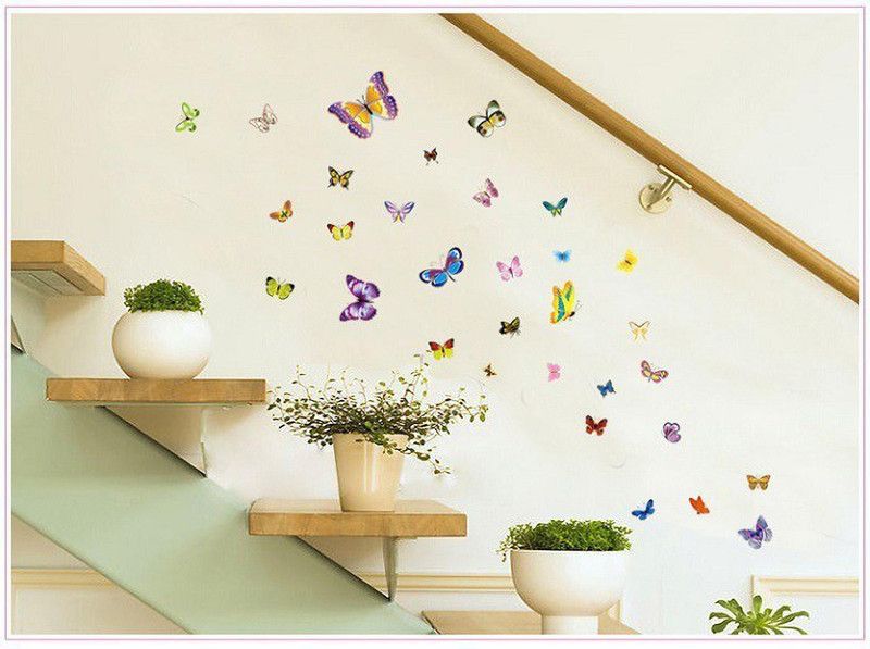 JAAMSO ROYALS 35 cm butterfly Self Adhesive Sticker  (Pack of 1)