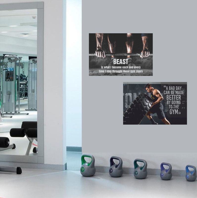 Workout Motivation Quotes & Gym Motivational Quotes - Design| Set of 2 Posters | Unframed (30 Cm X 45 Cm) 3D Poster  (18 inch X 12 inch)