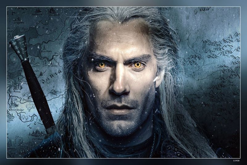 The Witcher Netflix Henry Cavill Orange Eyes Matte Finish Poster Paper Print  (12 inch X 18 inch)