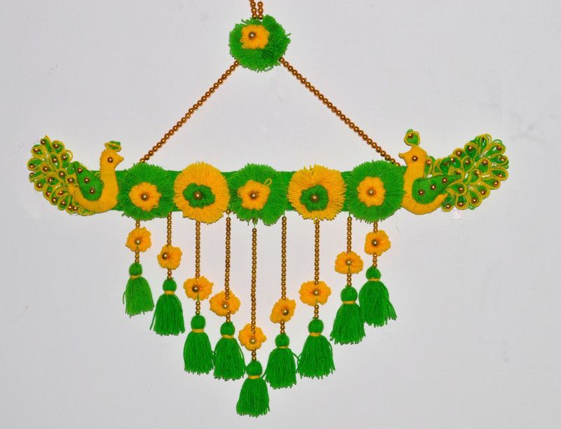 pritibhagat Wall Hanging  (5 inch X 24 inch, Yellow & Pea green)