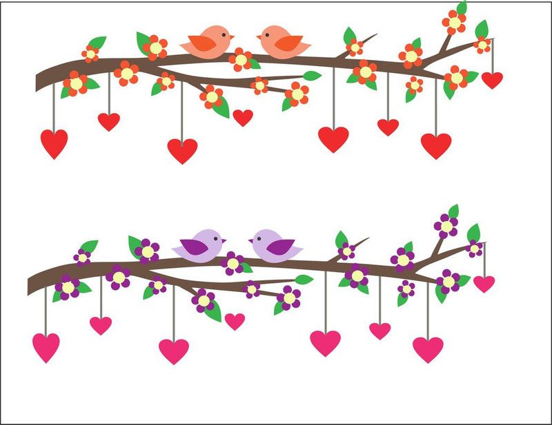 Sahaj Decor 50 cm 'Beautyfull Love Flower And Birds' Wall Sticker (PVC Vinyl, 71 cm x 91 cm) Self Adhesive Sticker  (Pack of 1)