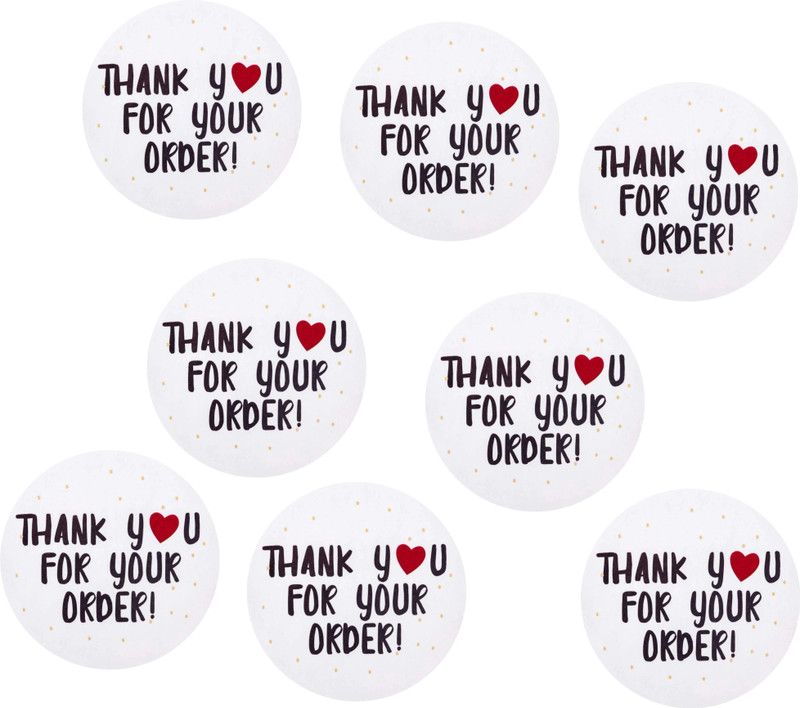 creatick Studio 5 cm "Thank you for your order" White colour Sticker.(Pcs of 55), Self Adhesive Sticker  (Pack of 55)