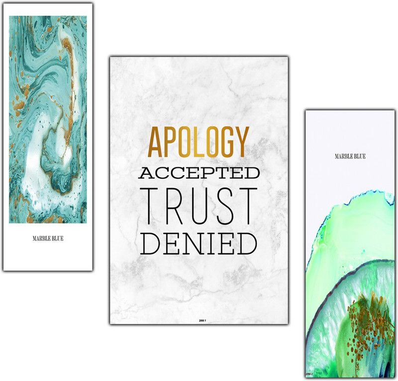pnf Modern Abstract Art Set of 3 MDF Panel-2066- Digital Reprint 18 inch x 12 inch Painting  (Without Frame, Pack of 3)