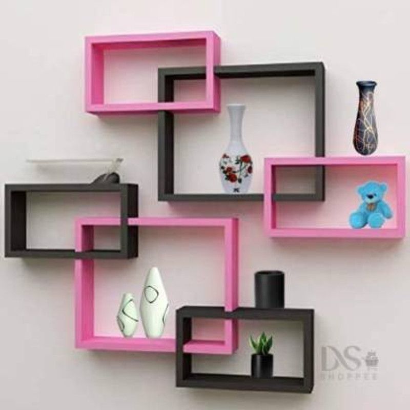 forex max handicrafts MDF (Medium Density Fiber) Wall Shelf  (Number of Shelves - 6, Pink, Black)