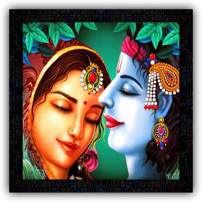 Poster N Frames framed poster of Radha Krishna-17459 Digital Reprint 14 inch x 14 inch Painting  (With Frame)