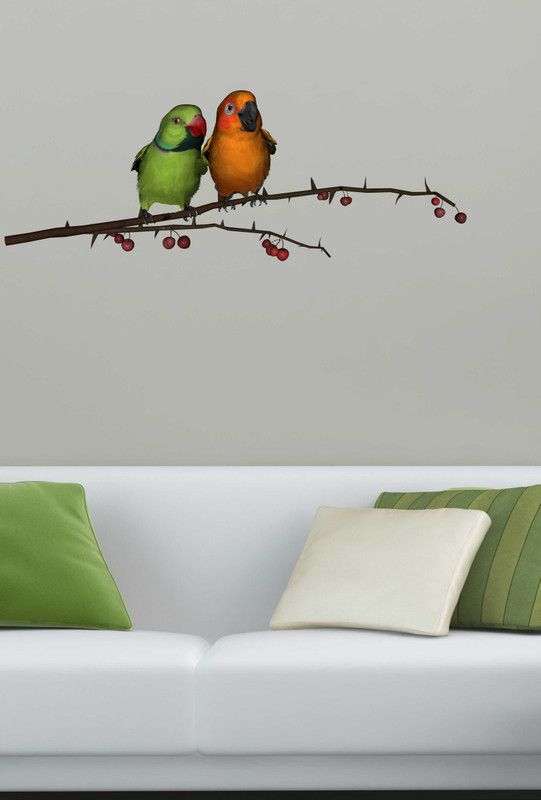 MADHUBAN DECOR 43 cm PARROTS Self Adhesive Sticker  (Pack of 1)