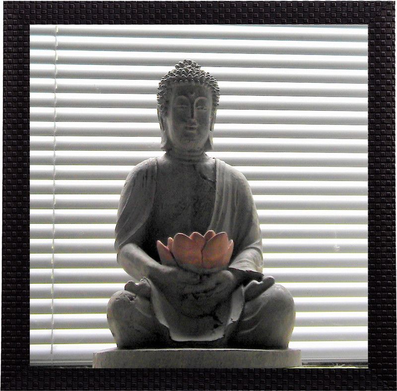 eCraftIndia Divine Lord buddha Satin Matt Textured UV Canvas 10 inch x 10 inch Painting  (With Frame)