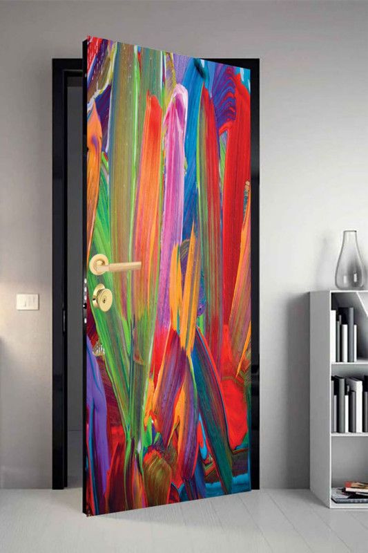 QTH 29.8 cm QTH Colourfull Dor-7724 Design Door Sticker Self Adhesive Sticker  (Pack of 1)
