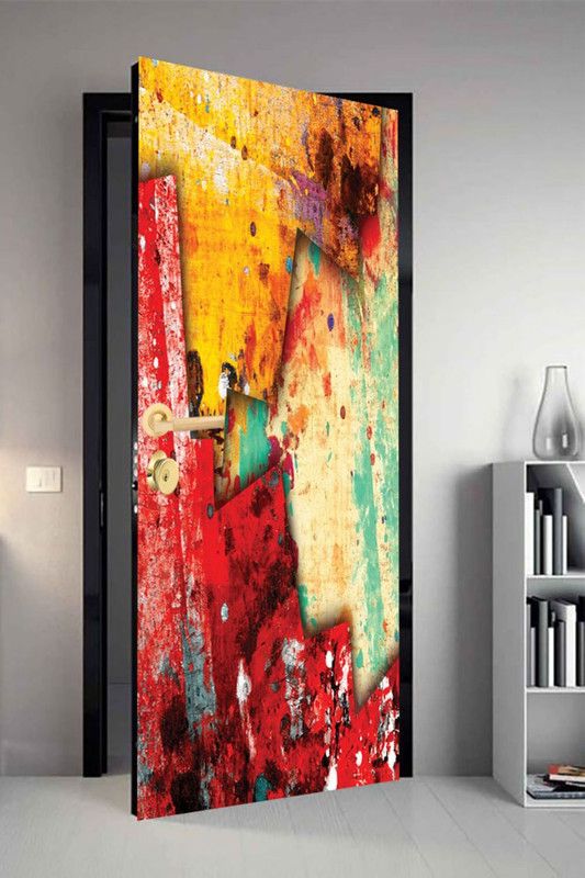 QTH 29.8 cm QTH Colourfull Dor-7785 Design Door Sticker Self Adhesive Sticker  (Pack of 1)