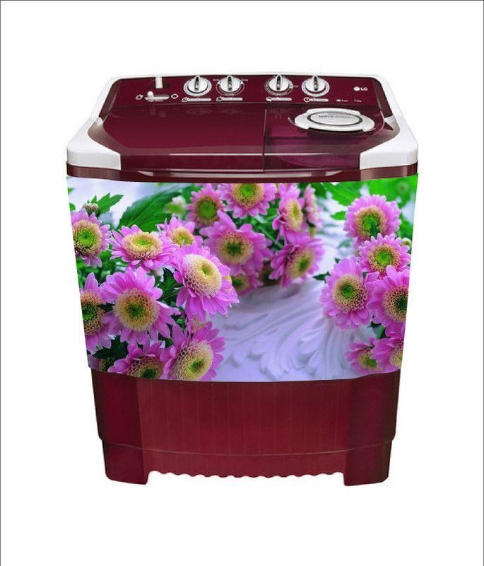 Crown Decals 86 cm beautiful abstract flower washingmachine sticker Self Adhesive Sticker  (Pack of 1)
