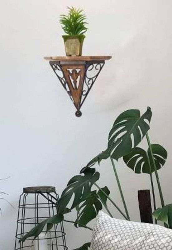 ANB Enterprises Wall shelf wooden wrought iron shelves set of 1 Wooden, Iron Wall Shelf  (Number of Shelves - 1)
