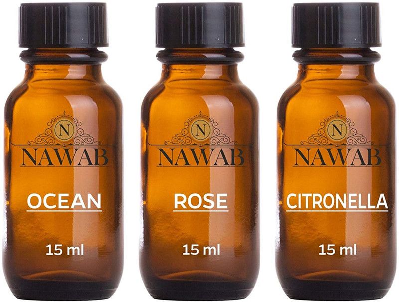 NAWAB Essential Aroma Diffuser Oil ocean rose citronella 15ml Each Aroma Oil  (3 x 5 ml)