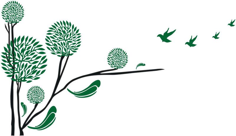 Saiii Designs 124 cm "Green Tree Birds Stickers" Wall Stickers ( Pack Of 1 ) Self Adhesive Sticker  (Pack of 1)