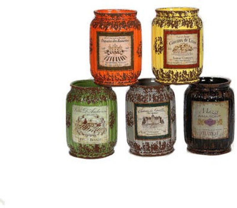 Vishal Props printed kitchen Jars Set of 5 Decorative Showpiece - 20.3 cm  (Plastic, Multicolor)