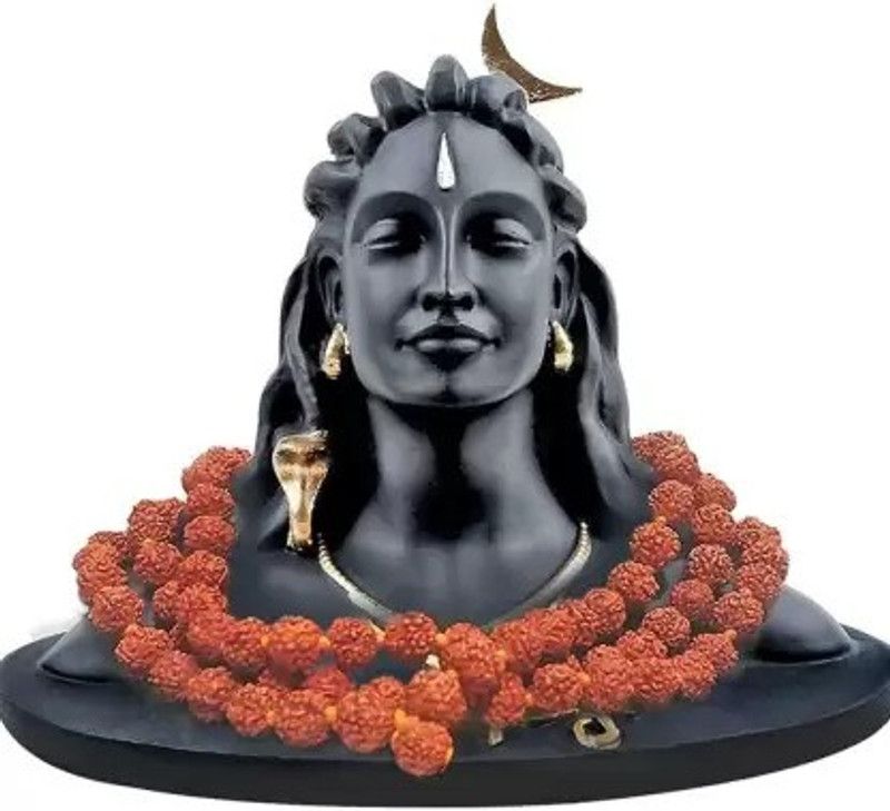 NAVYAKSH handicrafts Adiyogi Shiva statue Decorative Showpiece Decorative Showpiece - 13 cm  (Polyresin, Black)
