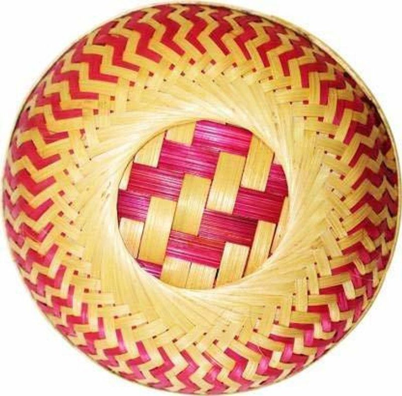 NAVYANSH MLTPROPUS BSKT Bamboo Flower Basket  (W: 22.86 cm x H: 7.62 cm x D: 7 cm)