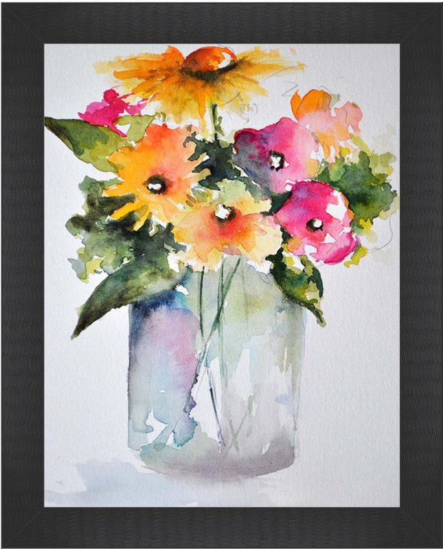 PERFECT Flowers art Canvas 13.5 inch x 10.5 inch Painting  (With Frame)
