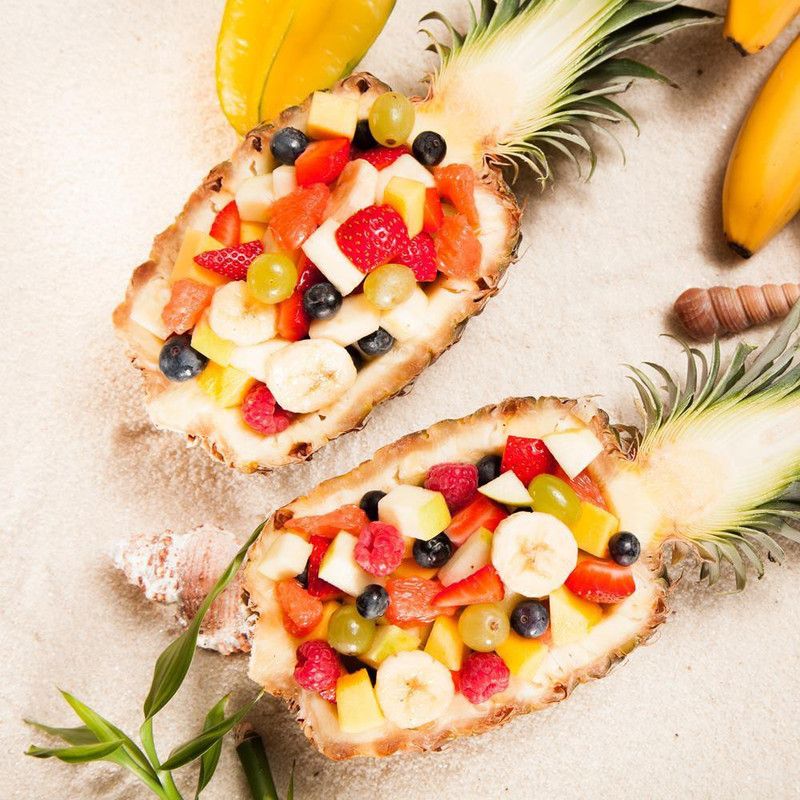 Artzfolio 71.12 cm Photo of Tropical Fruits in Hollowed Out Pineapple Peel & Stick Vinyl Wall Sticker 28inch x 28inch (71.1cms x 71.1cms) Self Adhesive Sticker  (Pack of 1)
