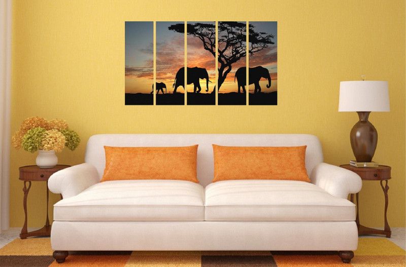 Asmi Collections 90 cm Beautiful Elephants in A Jungle Wall Paintings Stickers Removable Sticker  (Pack of 1)