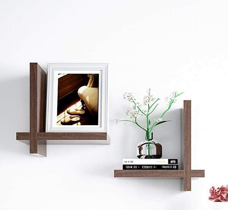 wooden cave V-shape wall shelves for home decoration wall decor and book organization Wooden Wall Shelf  (Number of Shelves - 2, Brown)