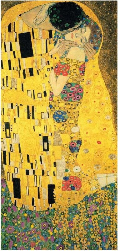 Gustav Klimt - The Kiss - 1907 Fine Art Print  (24 inch X 12 inch, Rolled)