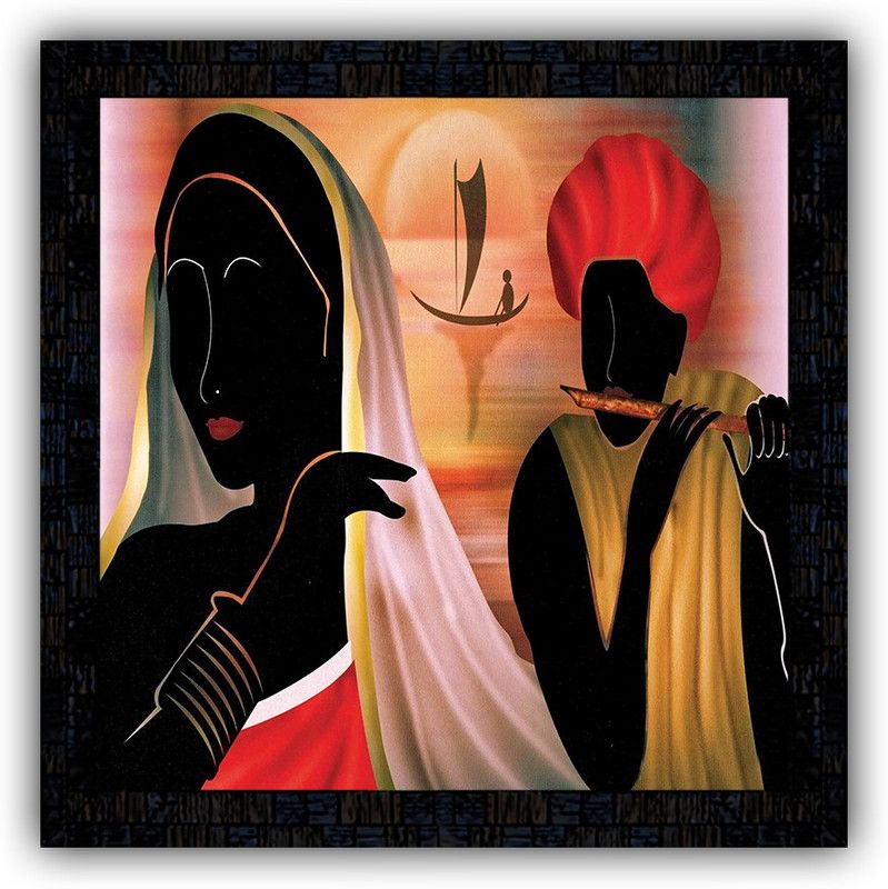 Poster N Frames framed poster of Rajasthani cultue-1904 Digital Reprint 14 inch x 14 inch Painting  (With Frame)
