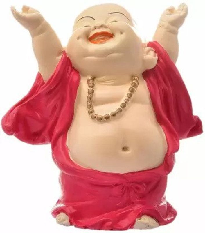 Jakha Laughing Buddha Statue for Health Wealth and Happiness Decorative Showpiece - 12 cm  (Polyresin, Multicolor)