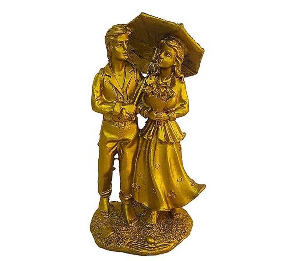 Couple Under Umbrella Golden Showpiece Gift