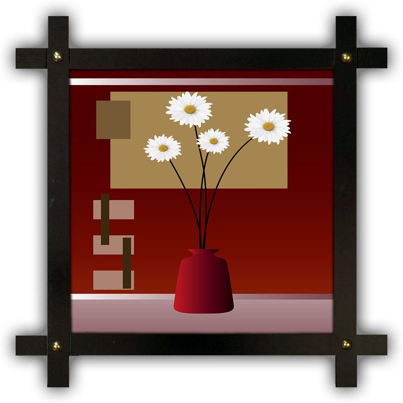 Poster N Frames Cross Wooden Frame Hand-Crafted with photo of Flower (floral) 18251-crossframe Digital Reprint 16.5 inch x 16.5 inch Painting  (With Frame)
