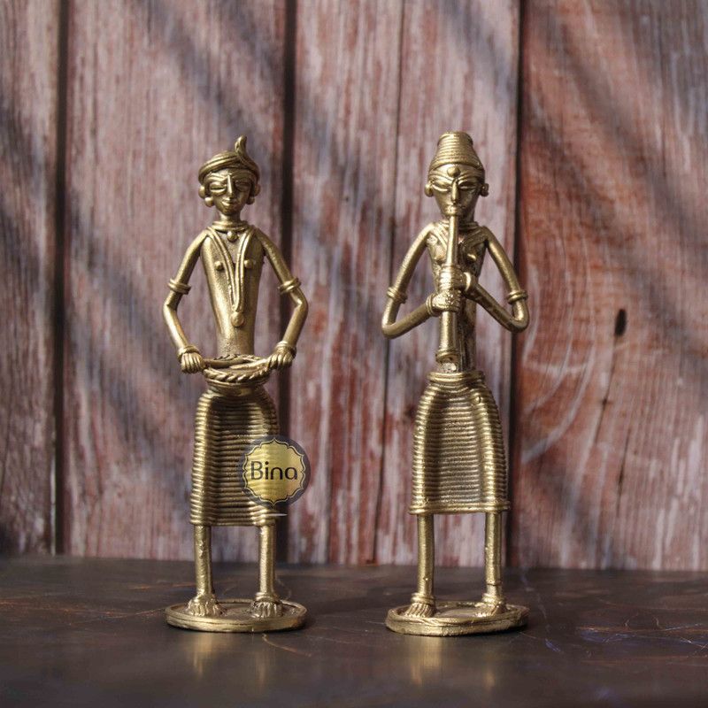 bina Decorative Showpiece - 14 cm  (Brass, Gold)