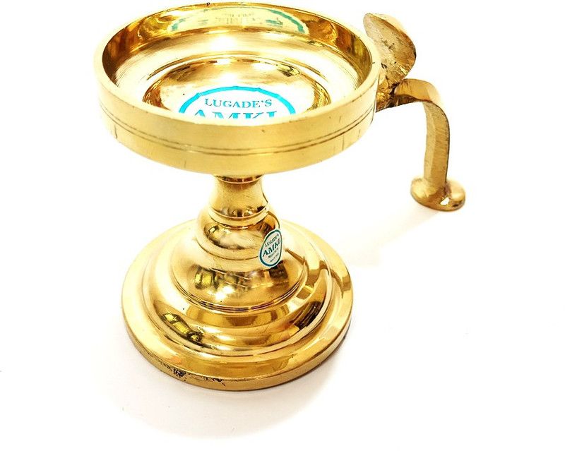 AMKL Brass Dhuparat also known as Brass Camphor Holder also known as Brass Table Diya  (Height: 4 inch)