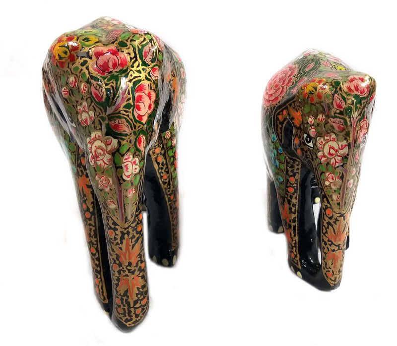 INDIA MEETS INDIA Elephant Statues Decorative Showpiece - 6 cm  (Paper Mache, Multicolor)