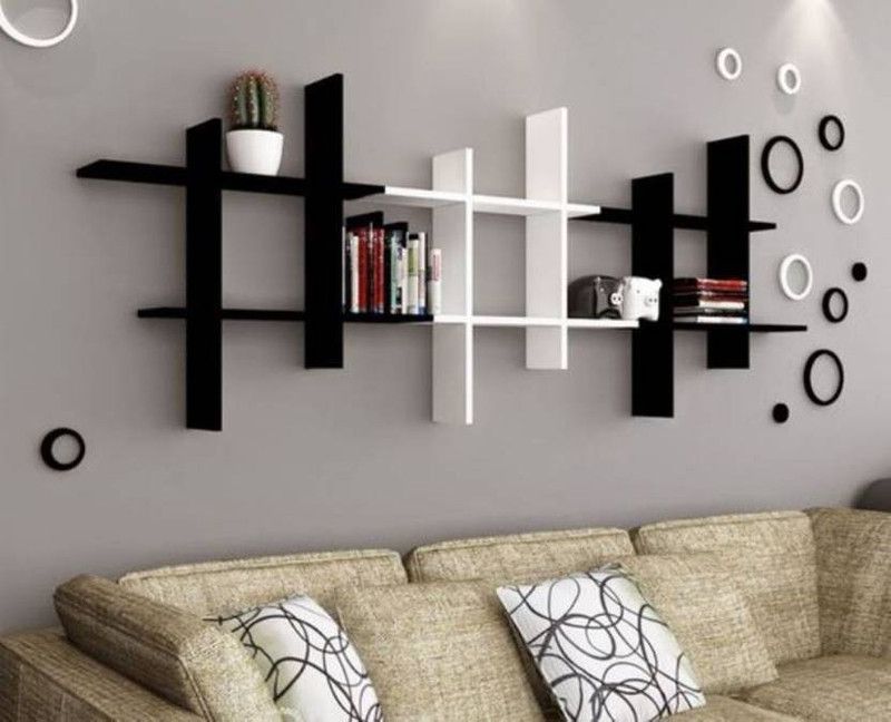 ANB Enterprises Wall shelf plus shape shelves MDF Wall hanging , floating mounted ,decorative home ,For :- living room and bedroom & office MDF (Medium Density Fiber) Wall Shelf  (Number of Shelves - 3, Black, White)