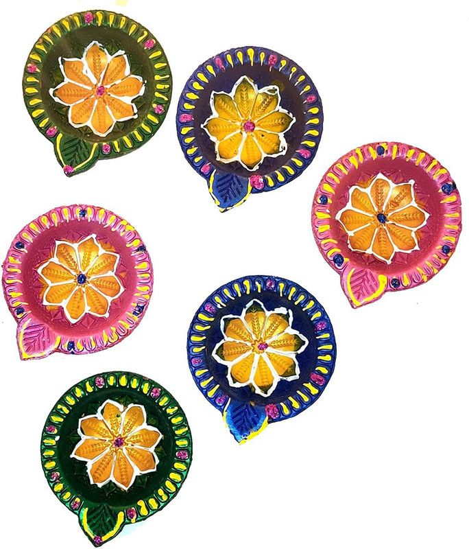 Gritfox Handmade Tercta diya Diwali Pooja & Navratri 36 pc diya & free phool bati Terracotta Table Diya Set  (Height: 1 inch)