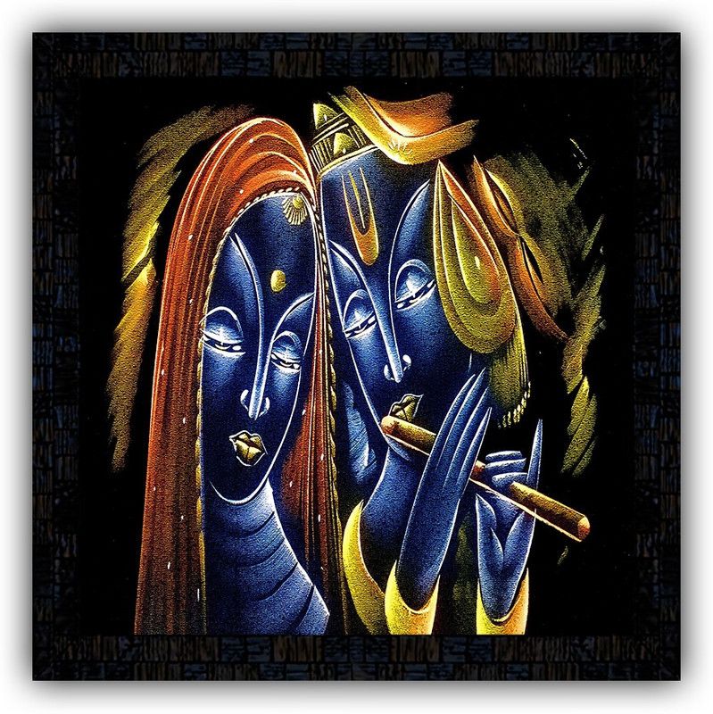 Poster N Frames framed poster of Radha Krishna-19738 Digital Reprint 14 inch x 14 inch Painting  (With Frame)