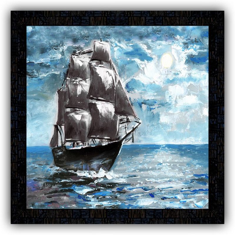 Poster N Frames framed poster of Hand Painted landscape scenery-18065 Digital Reprint 14 inch x 14 inch Painting  (With Frame)