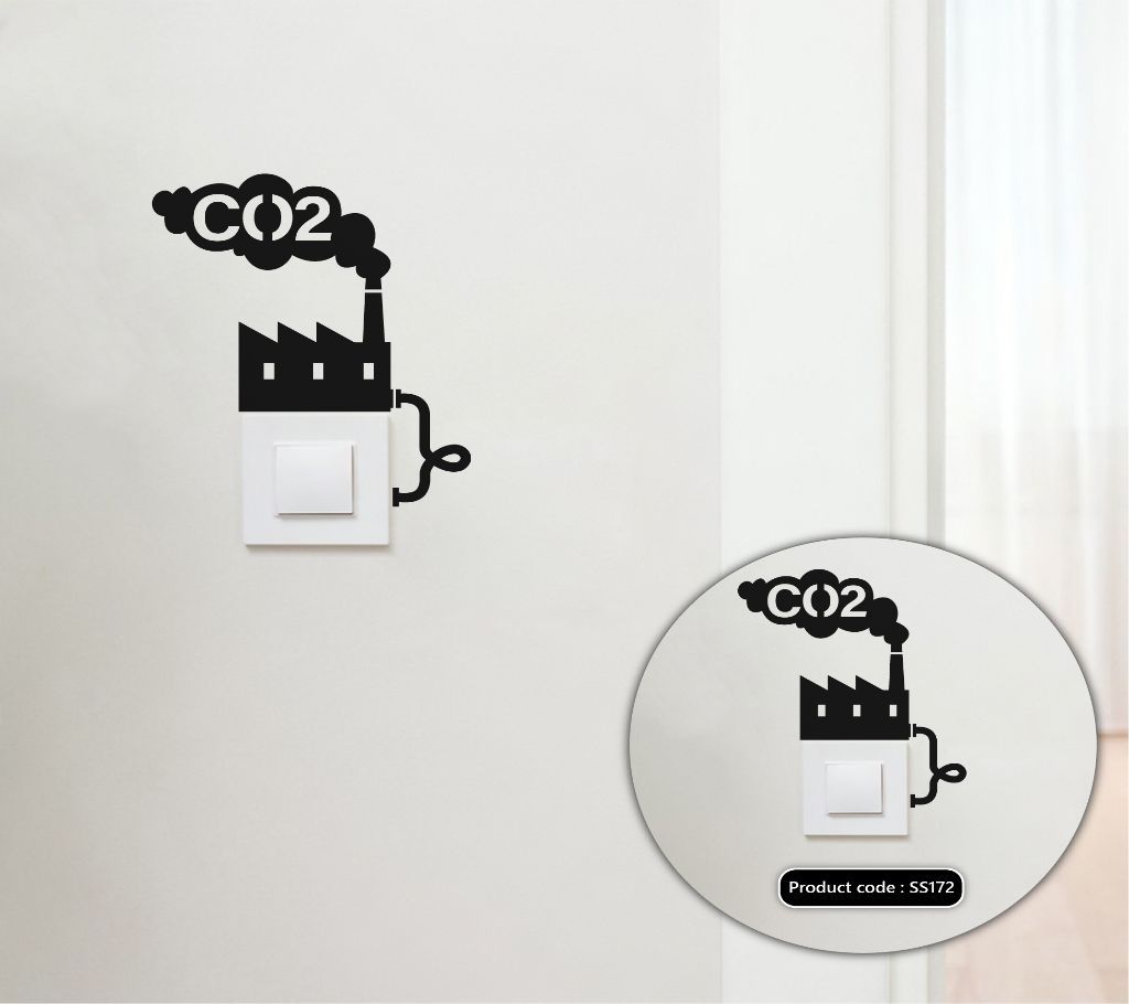 CO2 Energy Saving Switch & Socket Vinyl Decals Removable High Quality Wall Sticker - DDecorator