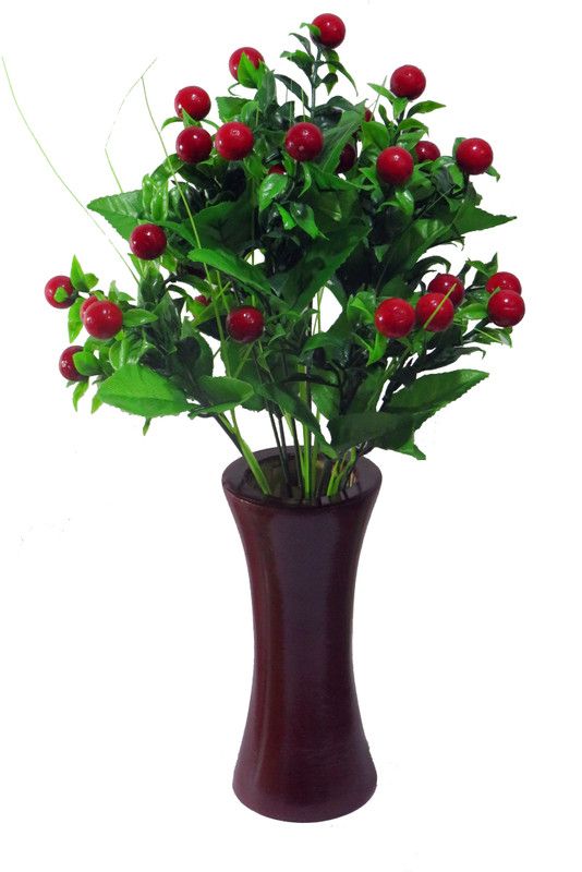 Emani  Artificial Flower Pot with Lilies Flower | Artificial Flower with Wooden Vase| Multicolor Carnations Artificial Flower with Pot  (15 inch, Pack of 1, Flower Bunch)