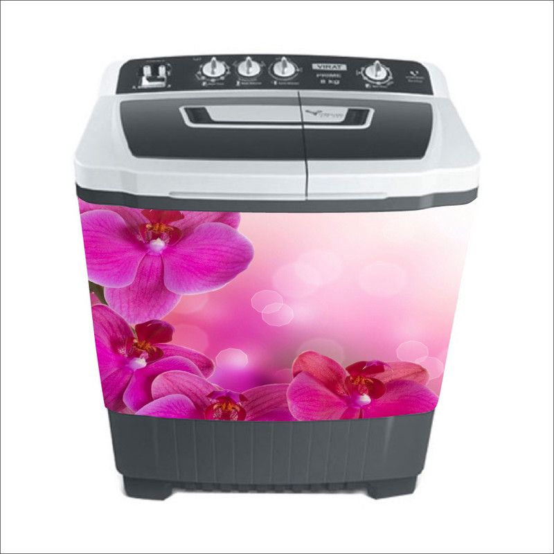 K2A Studio 86 cm decorative abstract pink flower washingmachine sticker Self Adhesive Sticker  (Pack of 1)