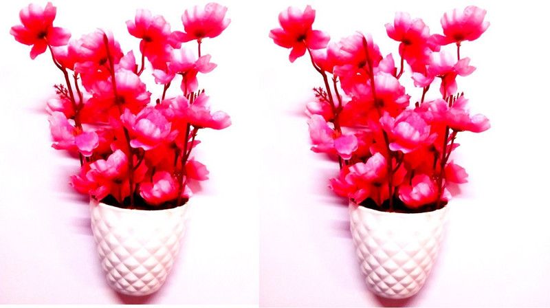Green Plant indoor Orchid11096 Bonsai Wild Artificial Plant with Pot  (23 cm, Pink)