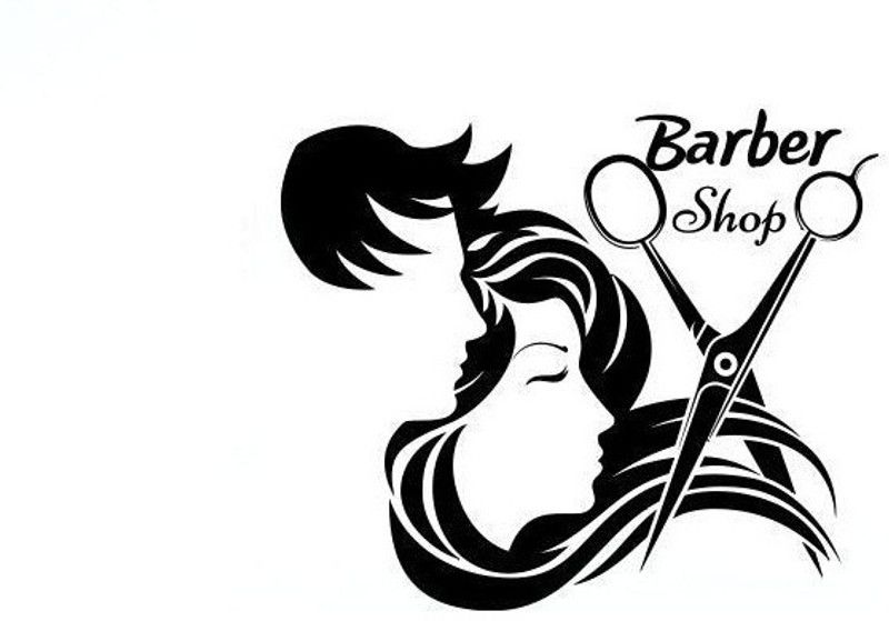 marvellous 60 cm m-lady&manbabershopwallsticker Self Adhesive Sticker  (Pack of 1)