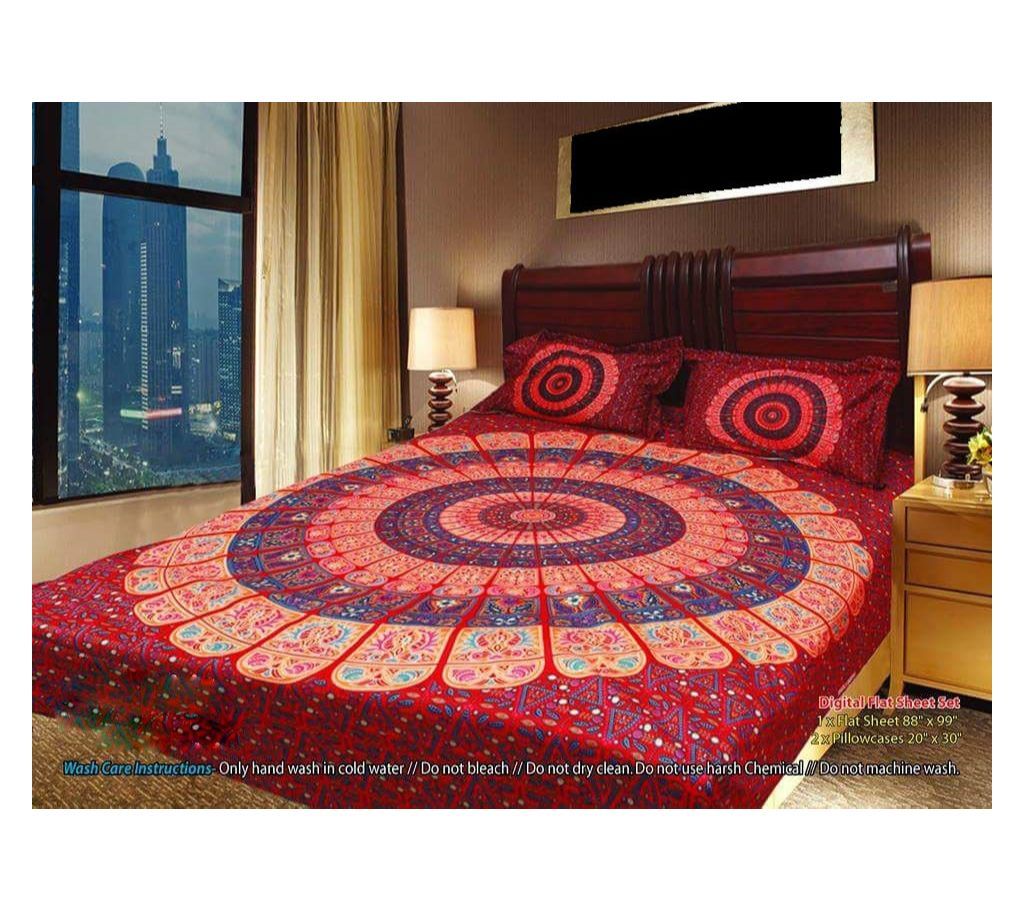 Panel Bedsheet- Red Circular Design- ANJ